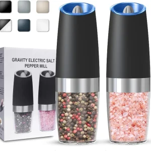 Gravity Electric Salt and Pepper Grinder Set of 2, Automatic Salt and Pepper Gri
