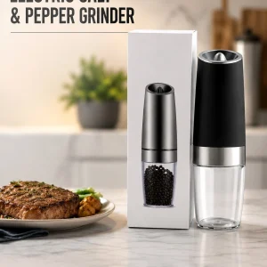 Automatic Gravity Electric Salt & Pepper Grinder Adjustable Coarseness LED