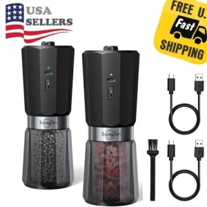 Electric Salt and Pepper Grinder Set, Automatic Gravity Salt and Pepper Grinder